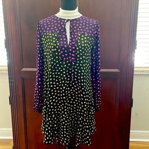 BCBG Max Azria darling long sleeve multicolored polkadotted dress size small